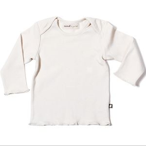 Oeuf Organic Pima Cotton White Long Sleeve Tee